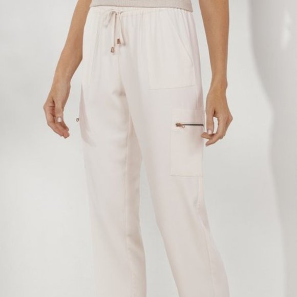 Soft Surroundings Pants - SOFT SURROUNDINGS Ivory Silk Cargo Pants